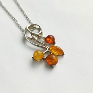 Baltic Amber sterling silver pendant necklace